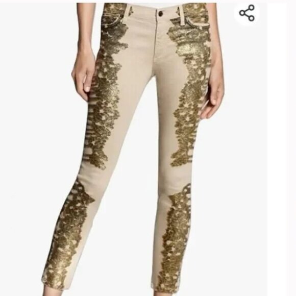 Joe's Jeans Joe's Jeans Skinny Ankle Metallic Denim Jeans Bone Wash - Size 27 - Picture 1 of 4